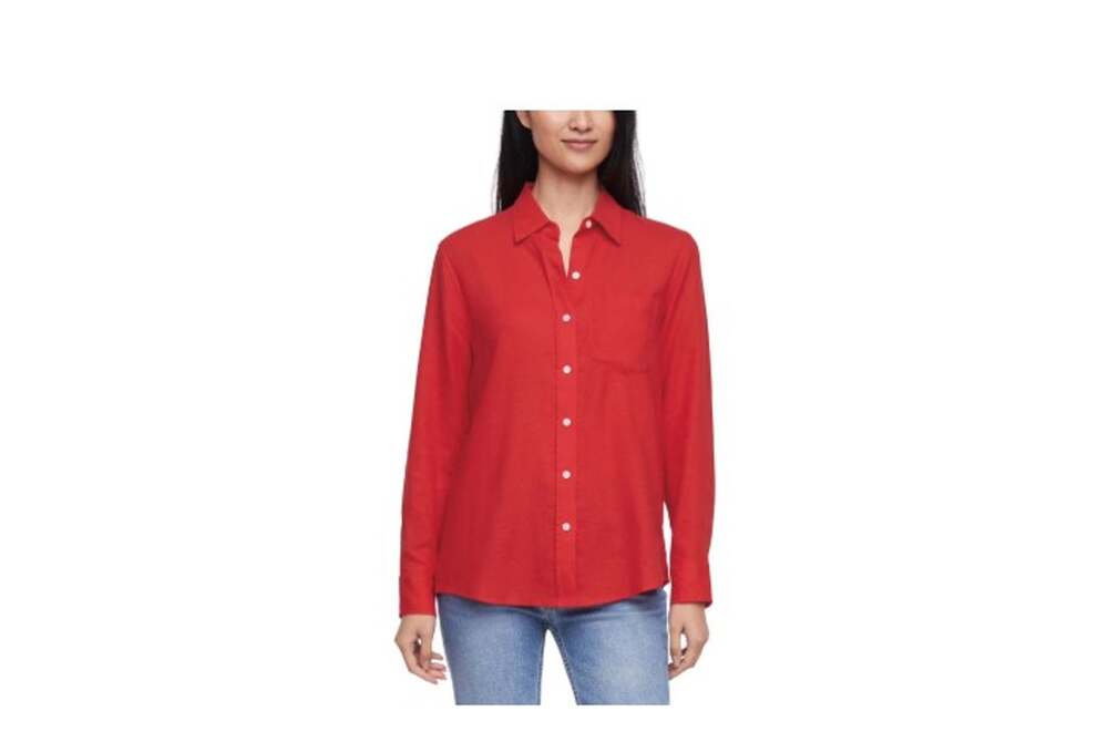 Gap Women's Linen Blend Button-Down Red Size S